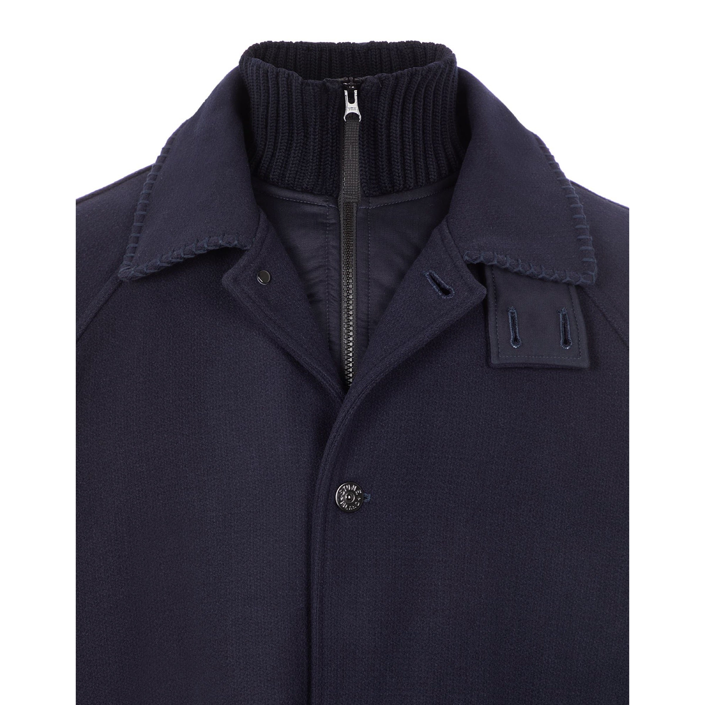 Stone Island Panno Speciale Coat in Navy