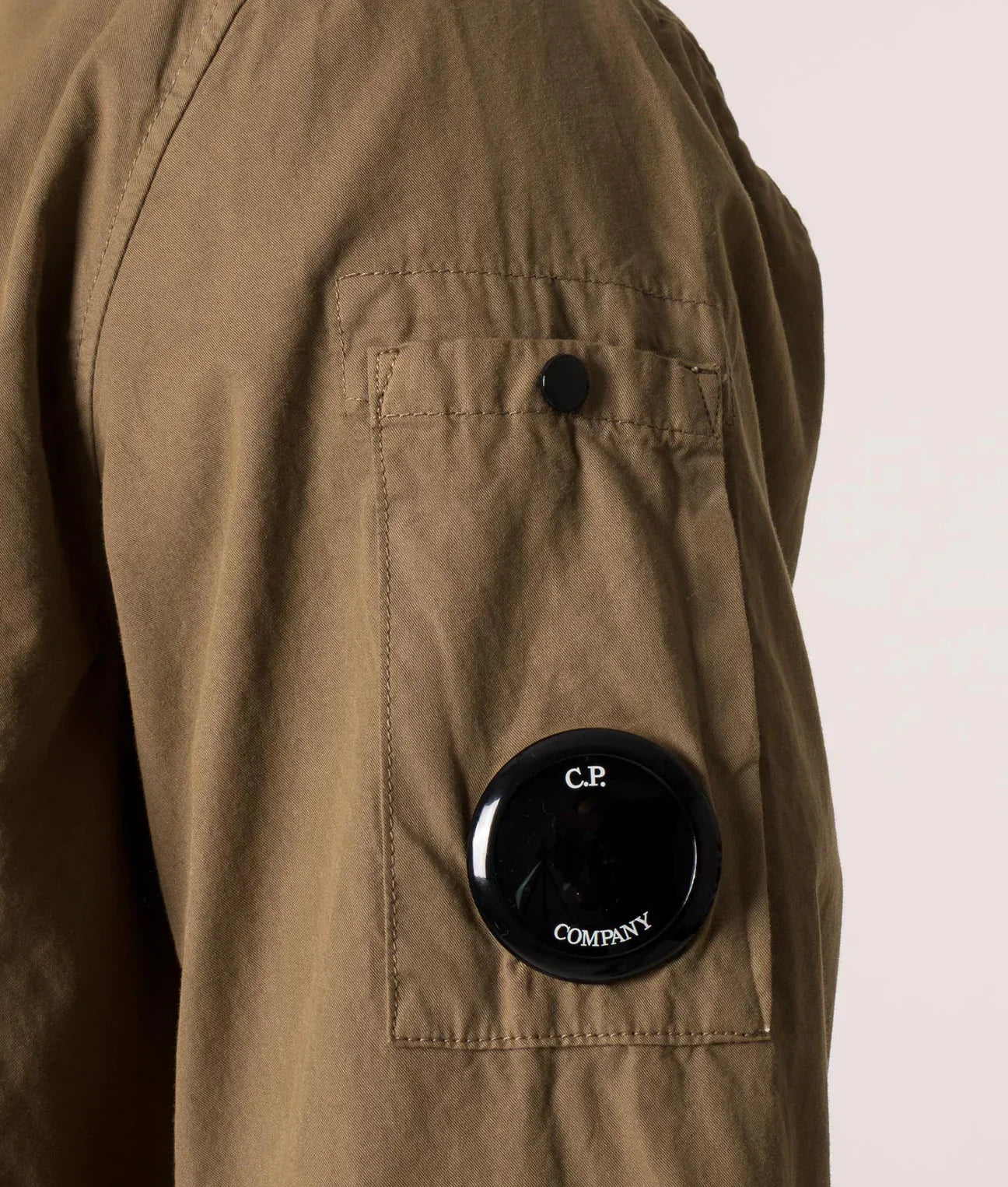 Cp Company Gabardine Full Zip Lens Shirt In Lead Grey