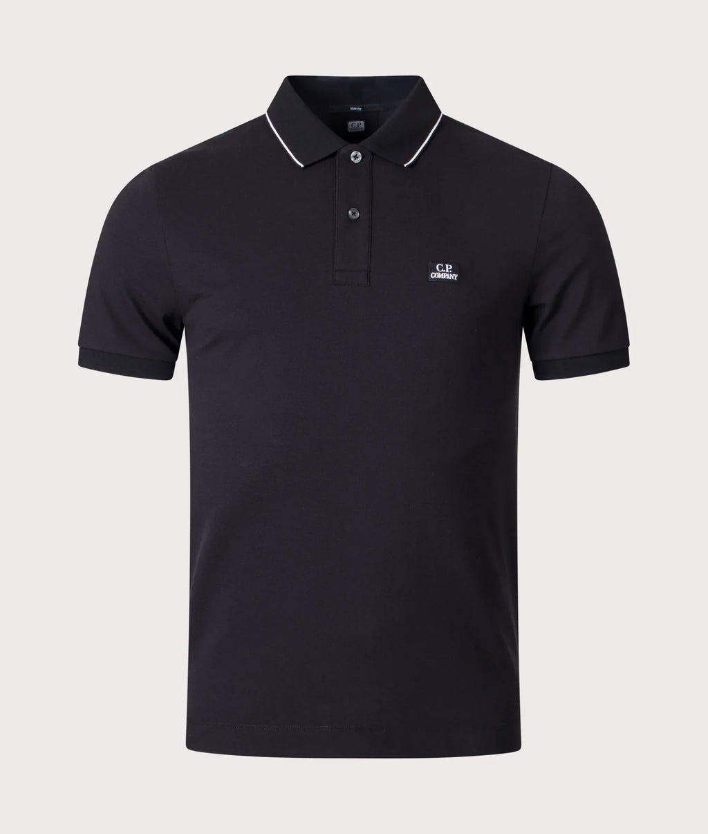 Cp Company 052A Stretch Piquet Slim Fit Polo Shirt in Black