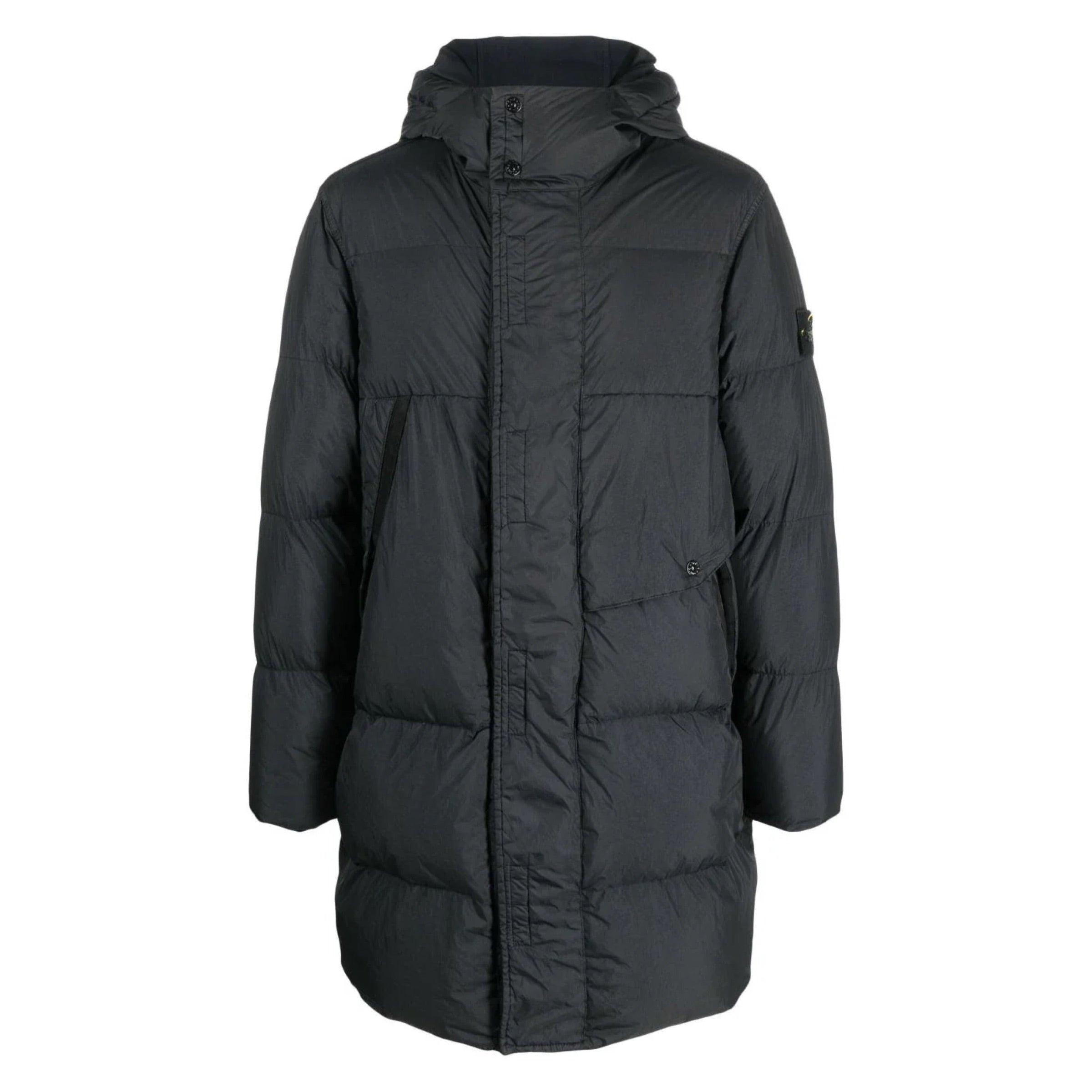 Stone Island Garment Dyed Crinkle Reps R-Ny Down Coat in Black