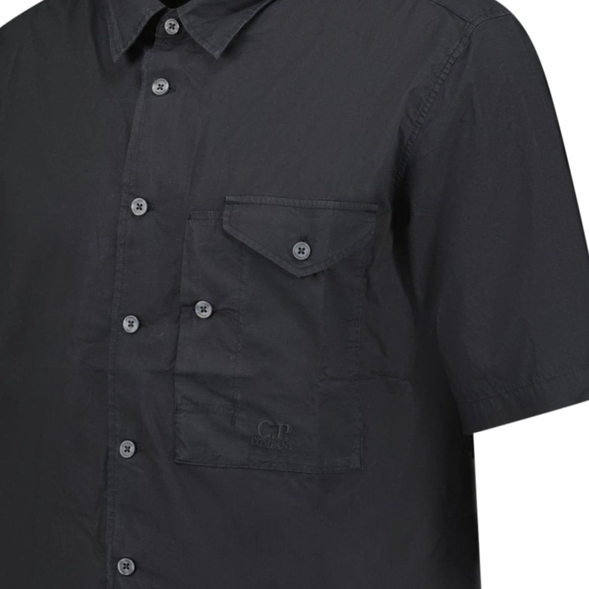 CP Company Black Popeline Short Sleeve Shirt