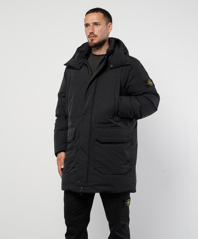 Stone Island Micro Twill Down Jacket In Black