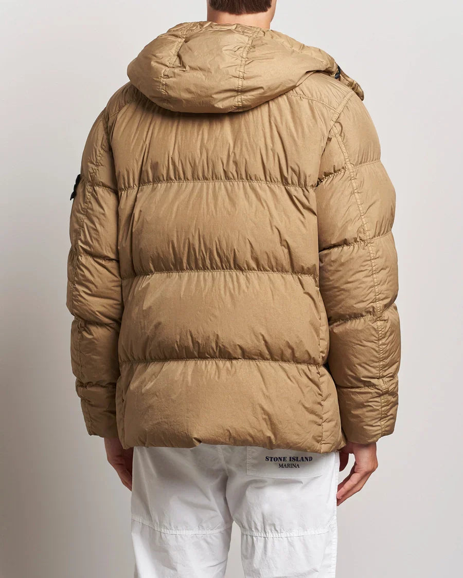 Stone Island Garment Dyed Crinkle Reps R-Ny Down Jacket In Light Brown